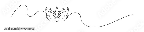 border art line of masquerade mask. simple elegant frame outline of carnival woman eye mask.