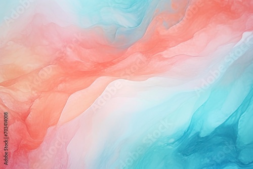 Abstract watercolor paint background by teal blue and light salmon with liquid fluid texture for background © Celina