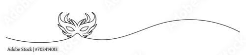 border art line of masquerade mask. simple elegant frame outline of carnival woman eye mask.