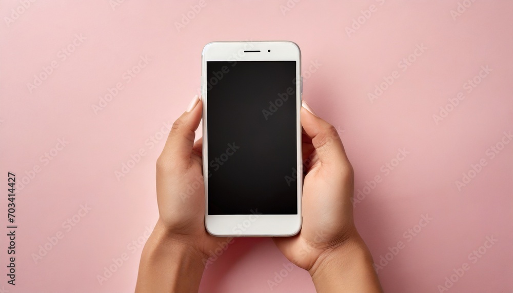 Hand using smartphone with blank screen, isolated on pink background
Hand using smartphone with blank screen, isolated on pink background