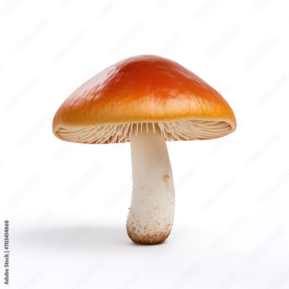 Solo Elegance, Single Mushroom Stands Gracefully on a Clean White Background. Solo Elegance, Single Mushroom Stands Gracefully on a Clean White Background.