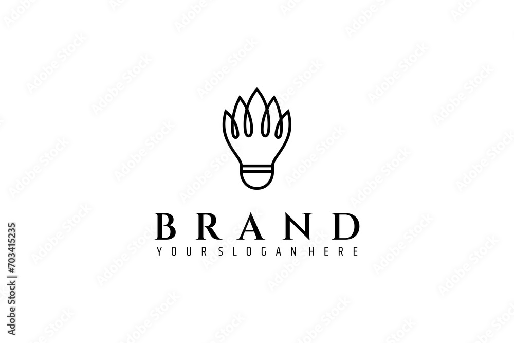 Badminton shuttlecock logo design with outline linear style concept Badminton shuttlecock logo design with outline linear style concept