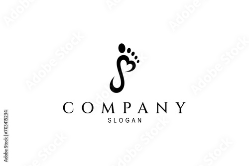 Footprint logo design with flat vector style concept