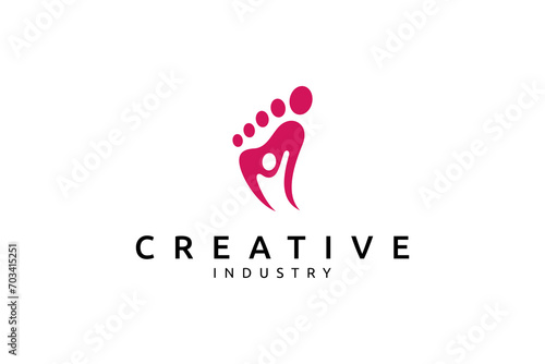 Foot soles logo design with happy people concept flat vector style