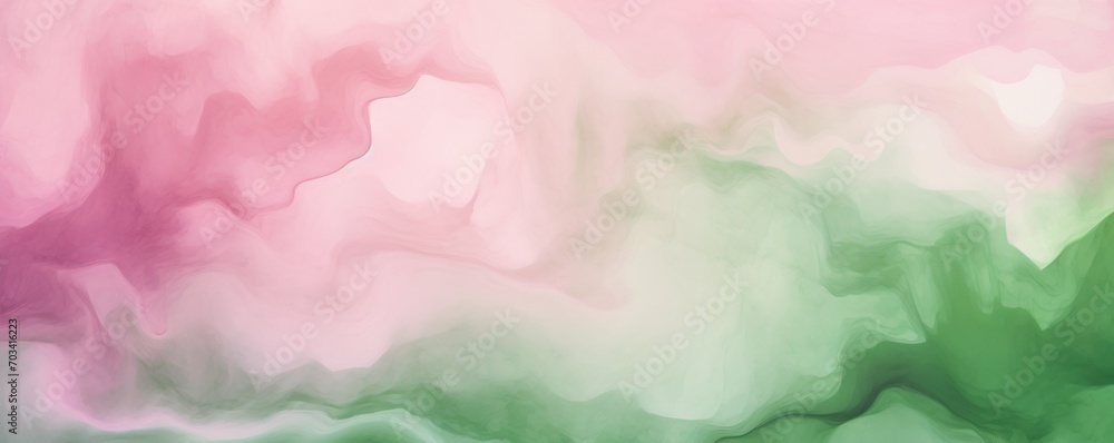 Abstract watercolor paint background by moss green and light pink with liquid fluid texture for background