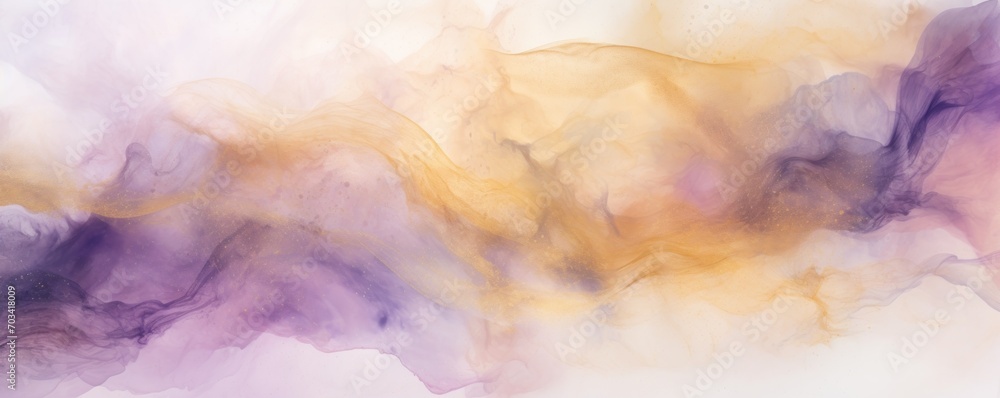 Abstract watercolor paint background by dark orchid and sandy brown with liquid fluid texture for background, banner 