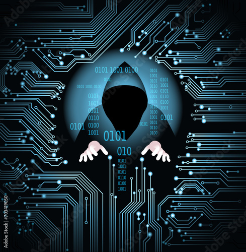 Cyber attack business concept. Anonymous hacker at the laptop computer Internet security. Darknet and cyber security concept.