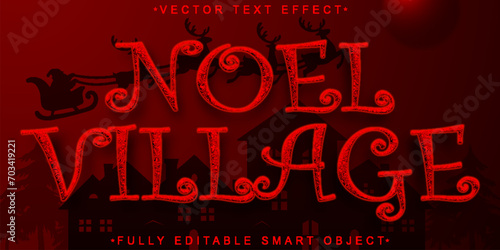 Red Noel Village Vector Fully Editable Smart Object Text Effect