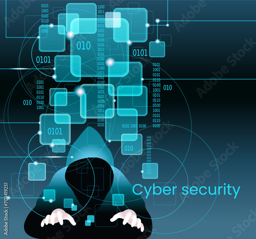 Cyber attack business concept. Anonymous hacker at the laptop computer Internet security. Darknet and cyber security concept.