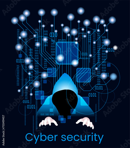 Cyber attack business concept. Anonymous hacker at the laptop computer Internet security. Darknet and cyber security concept.