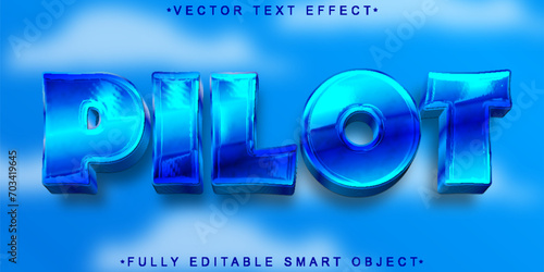 Cartoon Sky Pilot Vector Fully Editable Smart Object Text Effect