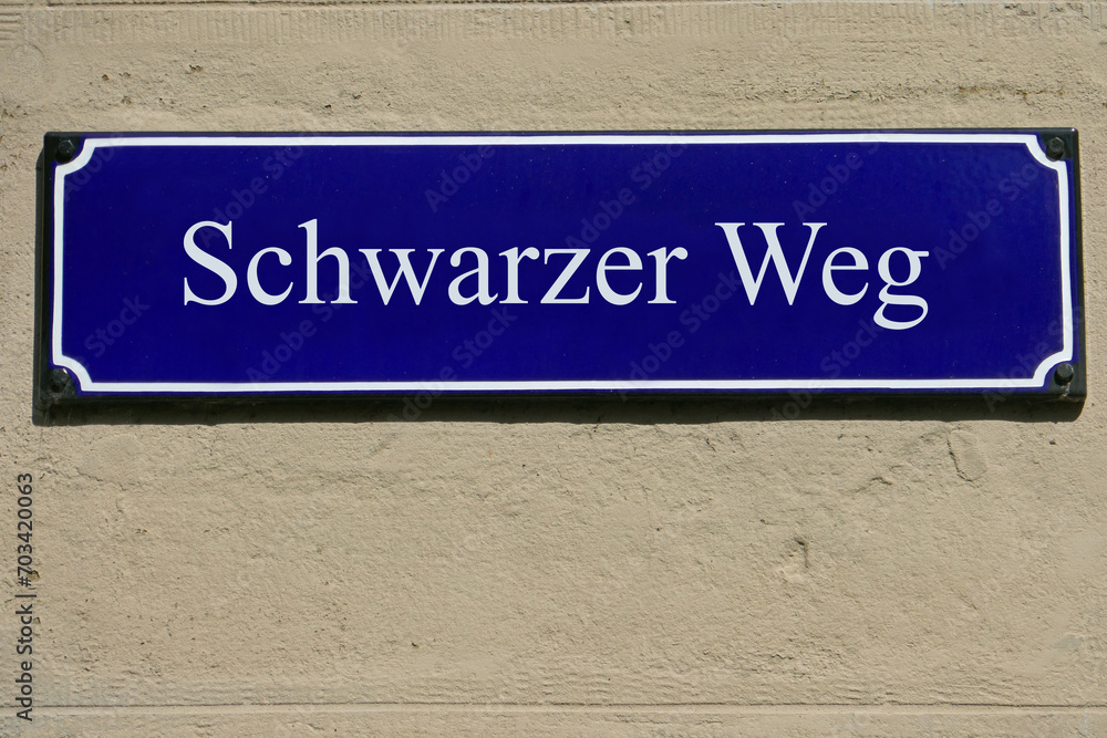 Emailleschild Schwarzer Weg