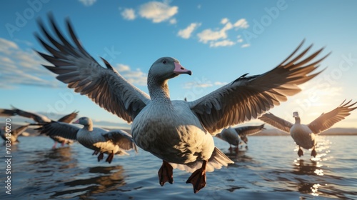 migrating geese flying photo