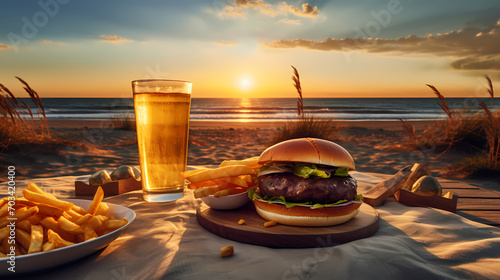 hamburger on the beach