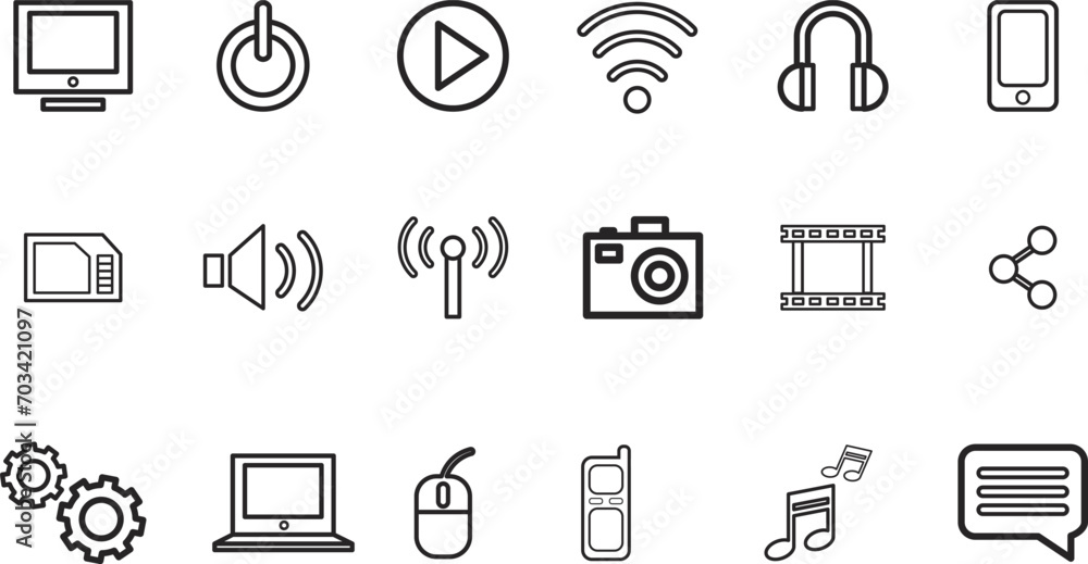 set of icons of digital device