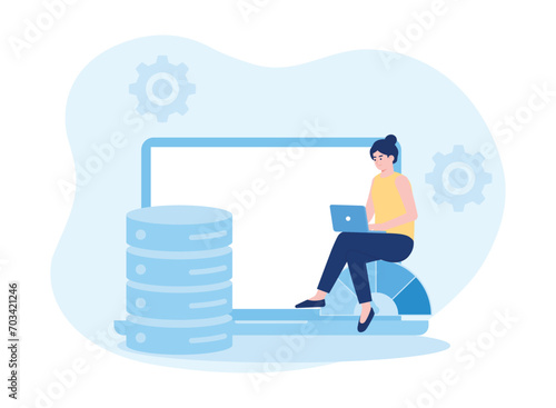 database analysis  statistical reports  automation of information processing. concept flat illustration