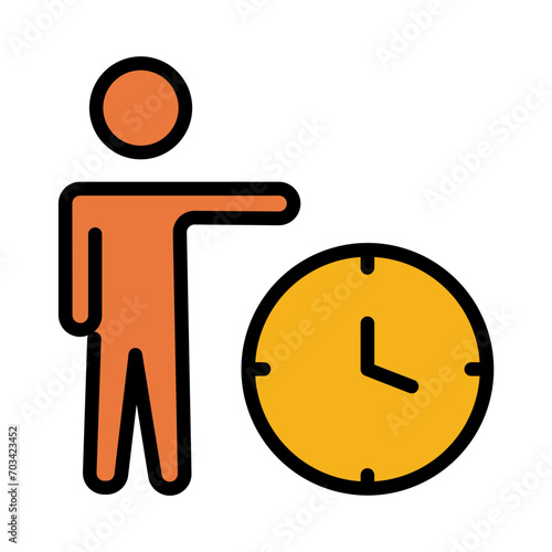 Person Time Clock Filled Outline Icon