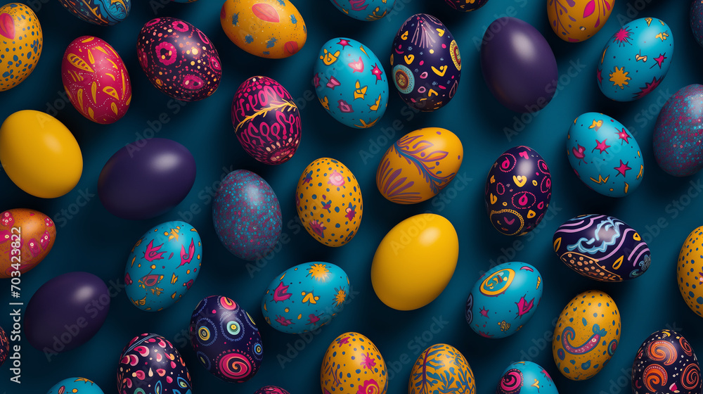 Easter eggs background, Easter pattern made with easter eggs on solid color background, chocolate easter eggs, Ai generated image Easter eggs background, Easter pattern made with easter eggs on solid color background, chocolate easter eggs, Ai generated image