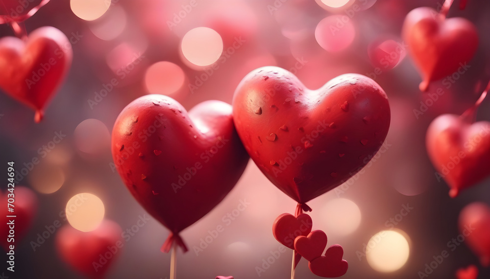beautiful background for Valentine's Day card - hearts balls