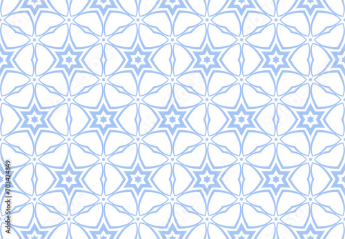 Abstract Seamless Geometric Light Blue and White Pattern. © troyka