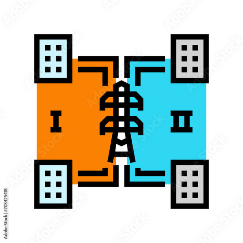 distributed generation electric grid color icon vector. distributed generation electric grid sign. isolated symbol illustration
