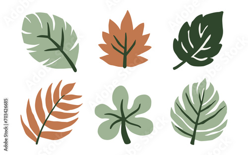 Abstract leaves vector clipart. Spring illustration.