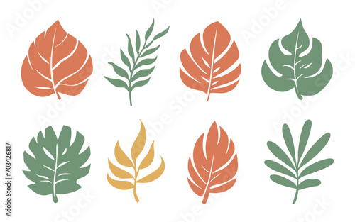 Abstract leaves vector clipart. Spring illustration.