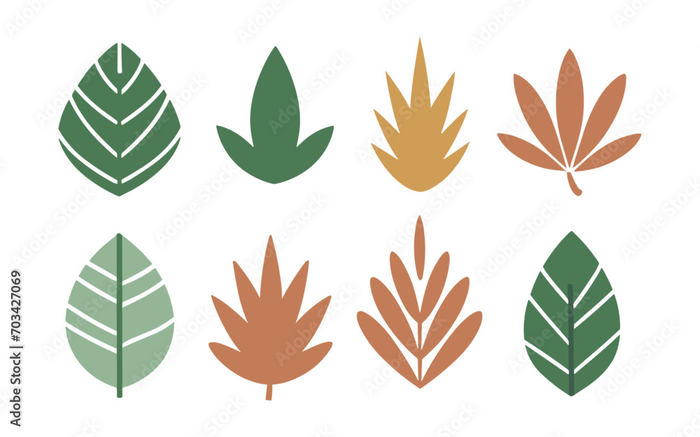 Abstract leaves vector clipart. Spring illustration.