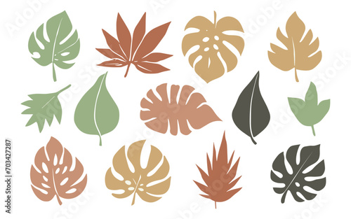 Abstract leaves vector clipart. Spring illustration. © TasaDigital