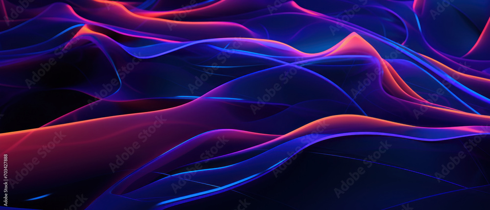 Obraz premium A blend of bright and dark elements, this abstract background combines blue and pink waves for a dynamic and stylish look.