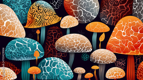 4k wallpaper with mushrooms in psychedelic colors © Igor