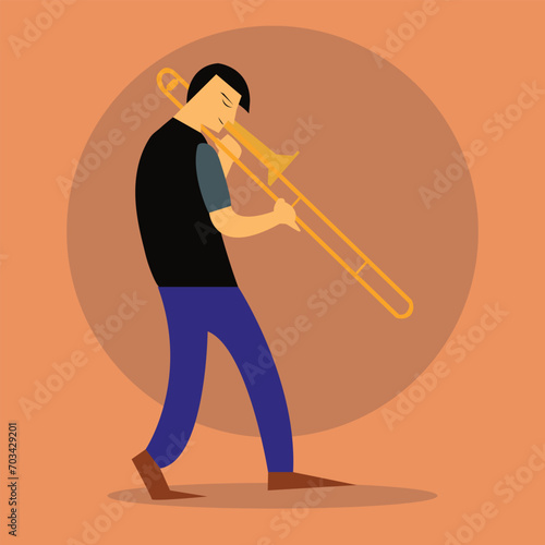 Trombone player vector stock Illustration, Jazz Music VectorTrombone instrument vector