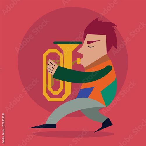 Tuba player vector stock Illustration, Jazz Music Vector, Tuba vector