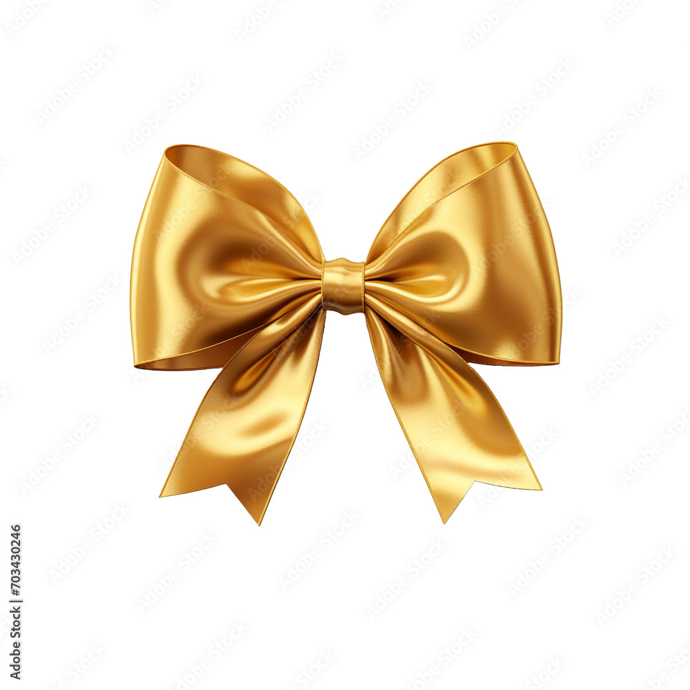 Gold bow ribbon isolated on transparent background Gold bow ribbon isolated on transparent background