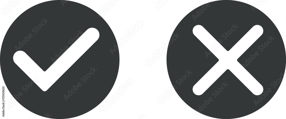 Set of flat round check mark, exclamation point, X mark icons, buttons isolated on a white background. EPS10 vector file Set of flat round check mark, exclamation point, X mark icons, buttons isolated on a white background. EPS10 vector file