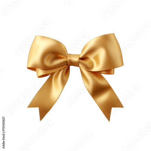 Gold bow ribbon isolated on transparent background