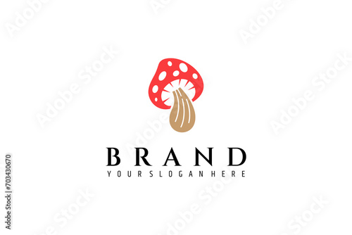 Mushroom logo in flat template design style