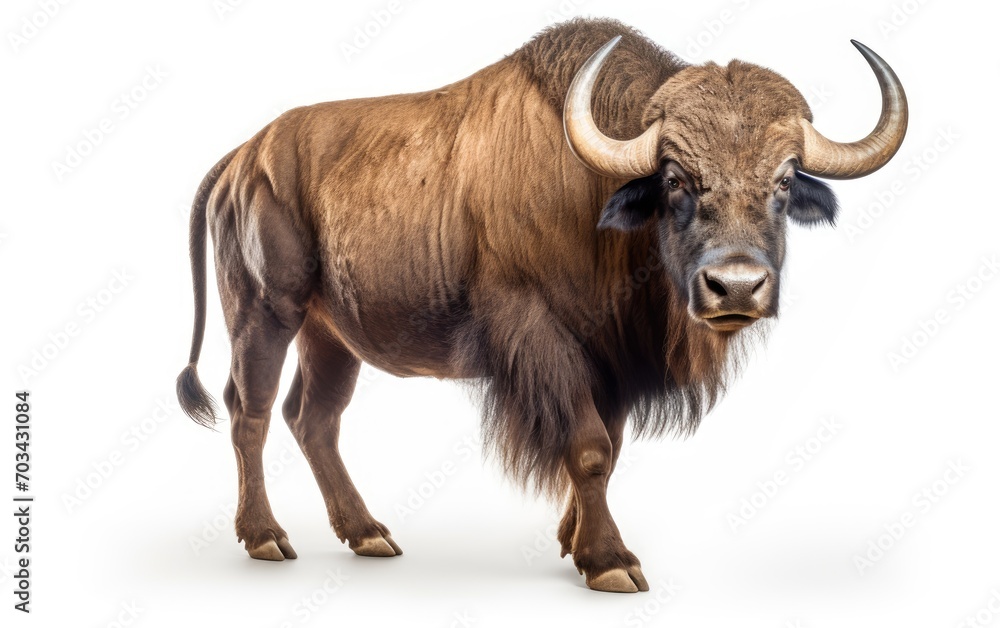 African Buffalo standing looking at the camera on isolated white background. African Buffalo standing looking at the camera on isolated white background.