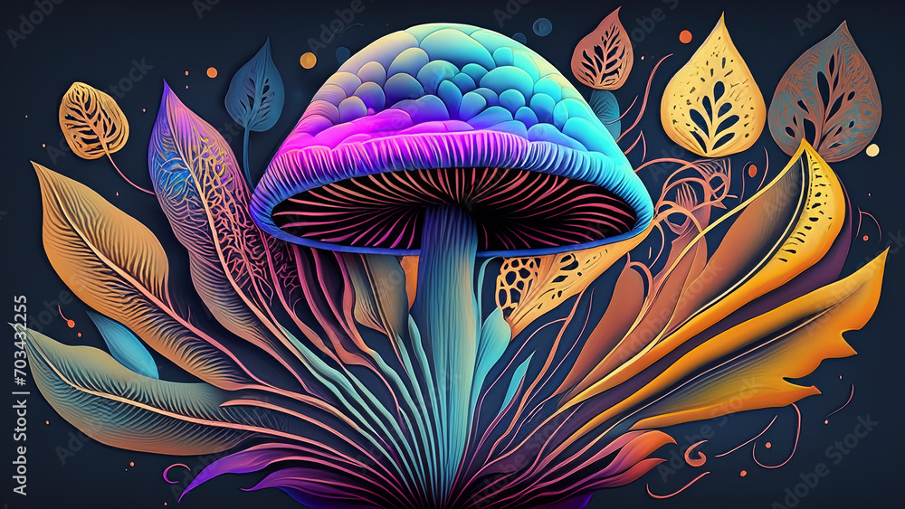 4k wallpaper with mushrooms in psychedelic colors Stock Illustration ...