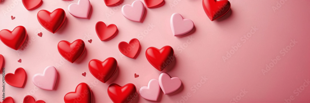 pink background with hearts confetti