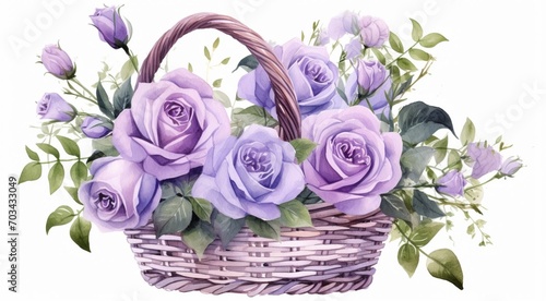 Watercolor purple roses