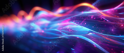 Experience the vibrant world of morphism with this fluorescent abstract wave.