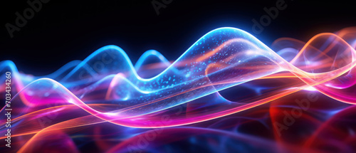 Experience the vibrant world of morphism with this fluorescent abstract wave.