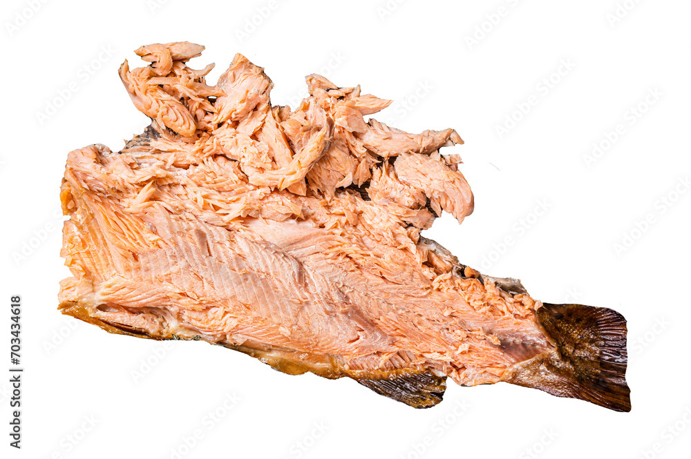 Hot smoked salmon fish fillet Transparent background. Isolated.