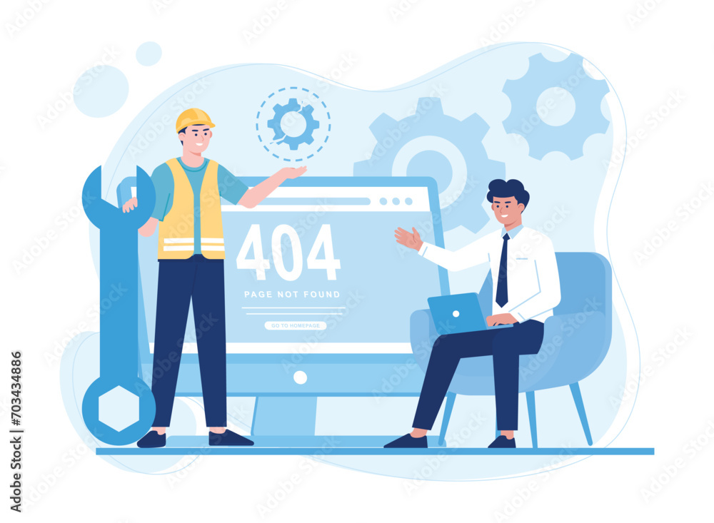 fix 404 error page design concept computer screen with error concept flat illustration fix 404 error page design concept computer screen with error concept flat illustration