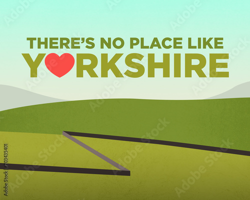 Love Yorkshire Britain UK landscape cartoon illustration, design for posters, banners, postcards
