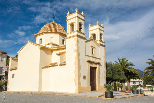 Hermitage of San Rafael Church symbolizing San Rafael as the patron saint of walkers on Monte del Calvario hill in an old town center of La Nucia, Alicante, Spain
