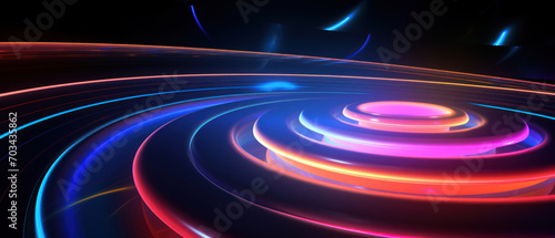 Experience the energy of neon lights in this abstract disk illustration.