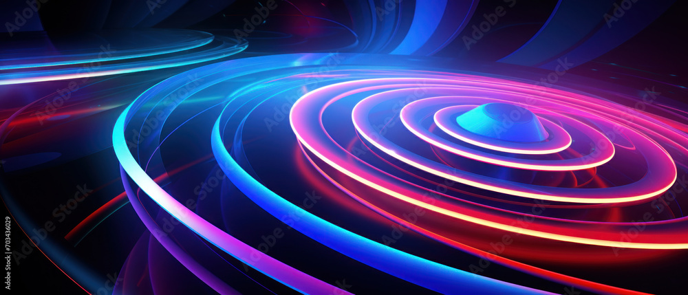 Experience the energy of neon lights in this abstract disk illustration. Experience the energy of neon lights in this abstract disk illustration.