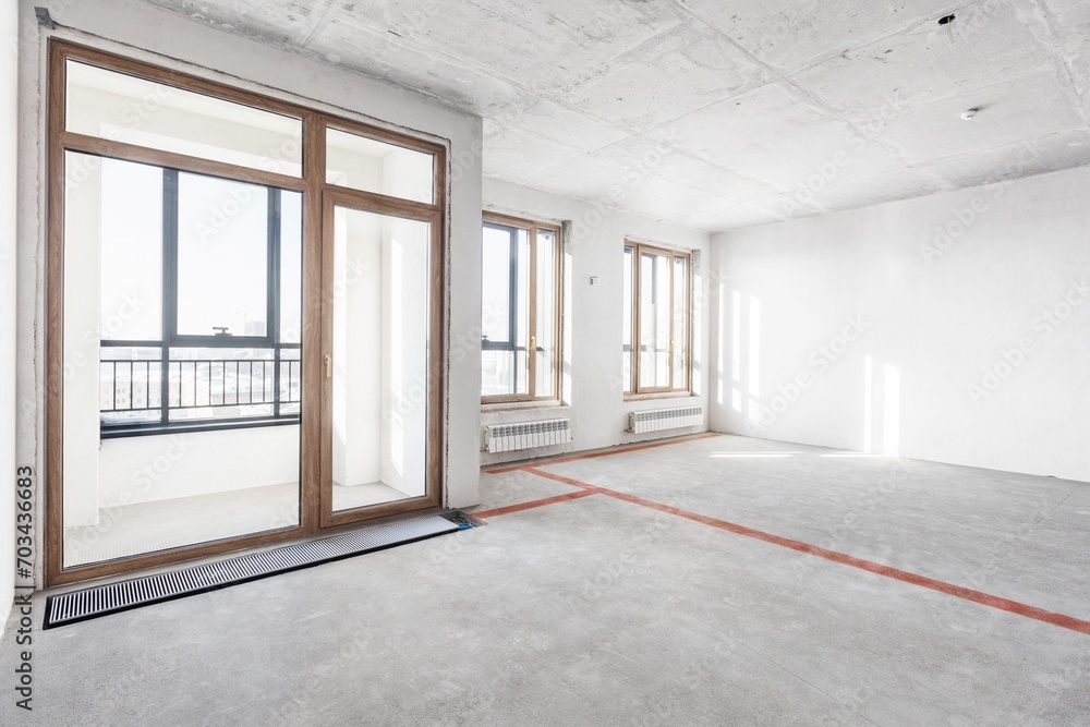 interior of the apartment without decoration in gray colors. rough finish interior of the apartment without decoration in gray colors. rough finish